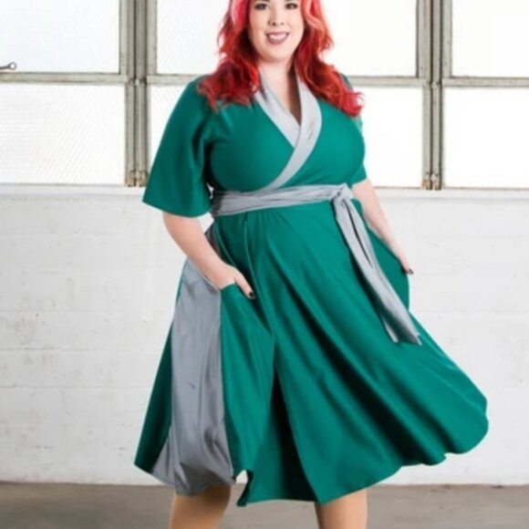 Elhoffer Design Ambition Magical Midi Wrap Dress S Slytherin Harry Potter - Picture 1 of 2